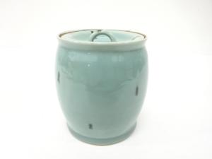 富田静山造　飛青磁　水指